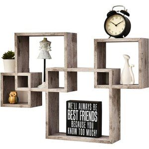 4 Cube Intersecting Shelves Easy-to-Assemble Floating Wall Mount Shelves Bedroom